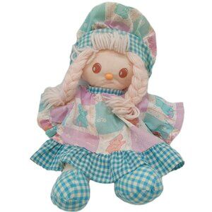 Liberty Bell Plastic Rag Doll Cloth 11"Blue Gingham Girl 1988 READ